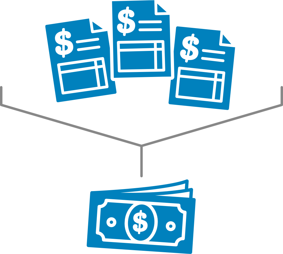 factoring graphic with bills